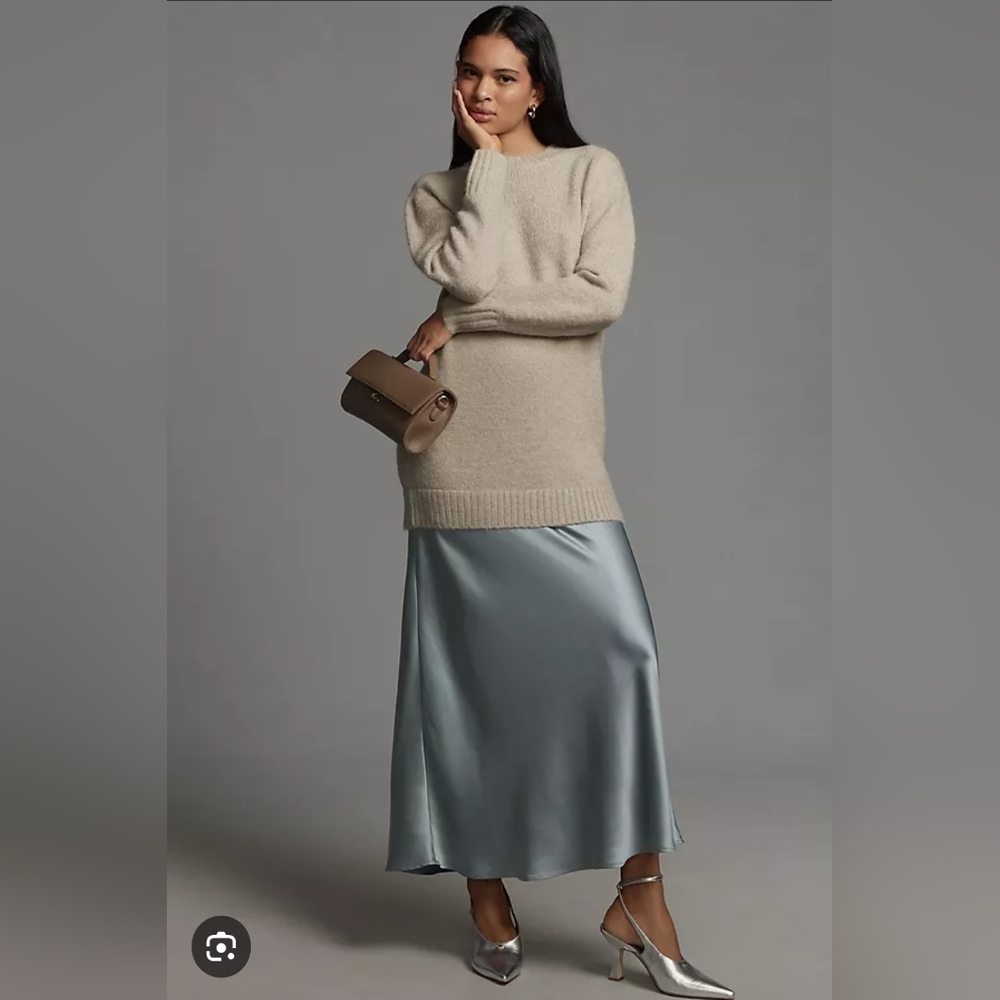 NWT Anthropologie Long-Sleeve Twofer Sweater Slip Midi Dress Size Small